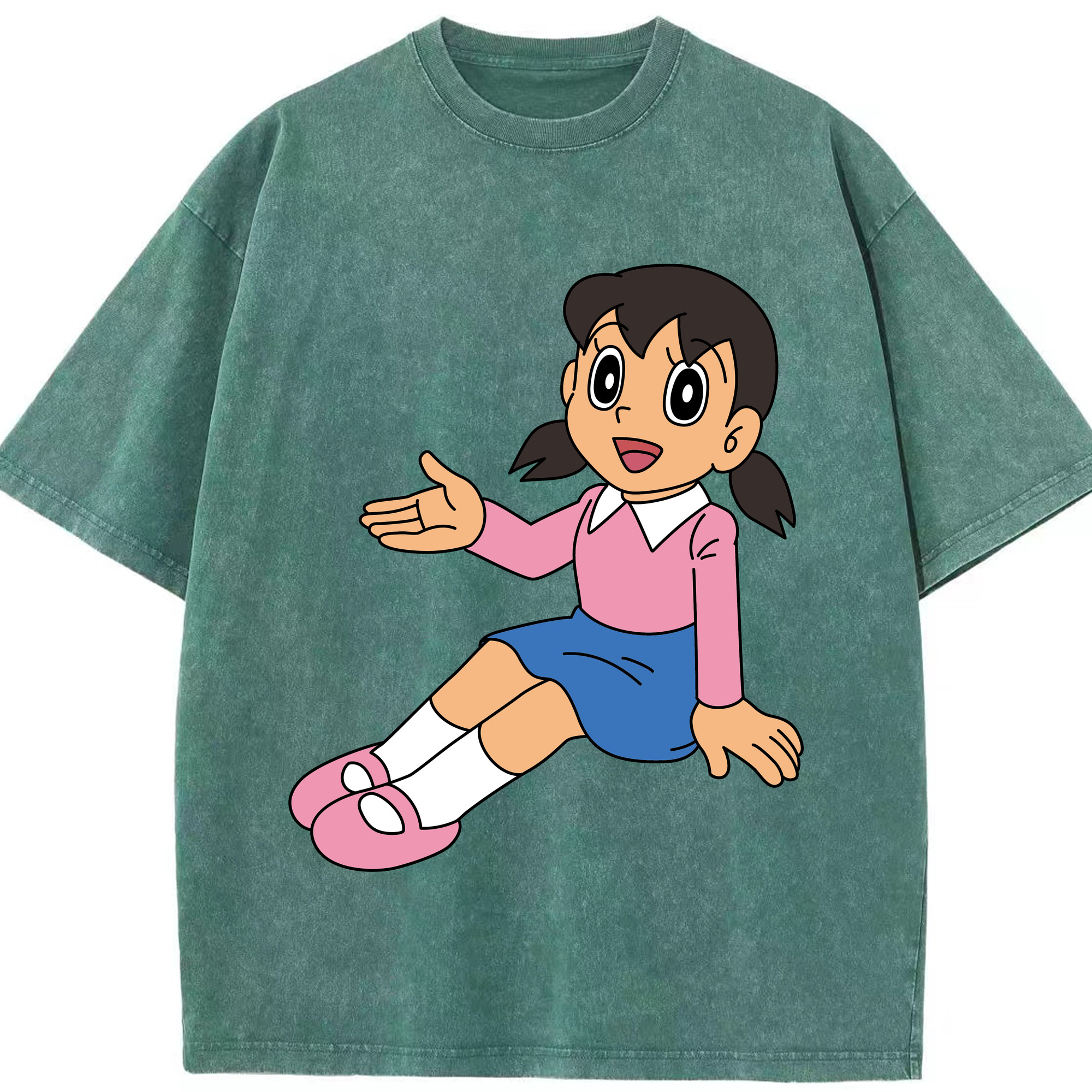 （画像用） ドラえもん みなもと しずか Doraemon Shizuka Minamoto 綿100% ヴィンテージ風 半袖Tシャツ（フロントプリント）